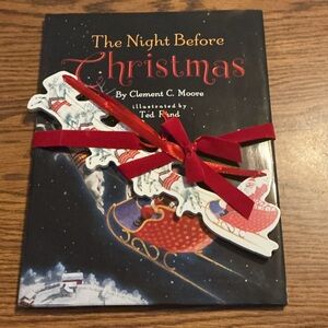 The Night Before Christmas Book with Santa and sleigh ornament